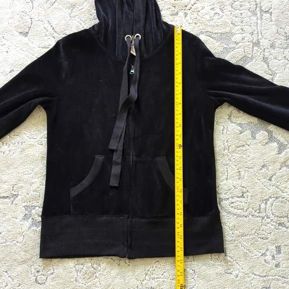 Pink Rose Hoodie Velour Black Size M Fluer de Lis - Picture 8 of 11